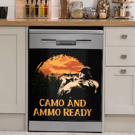 Camo and Ammo Ready Hunting Shotgun Hunter Shootin Dish Washer Covers