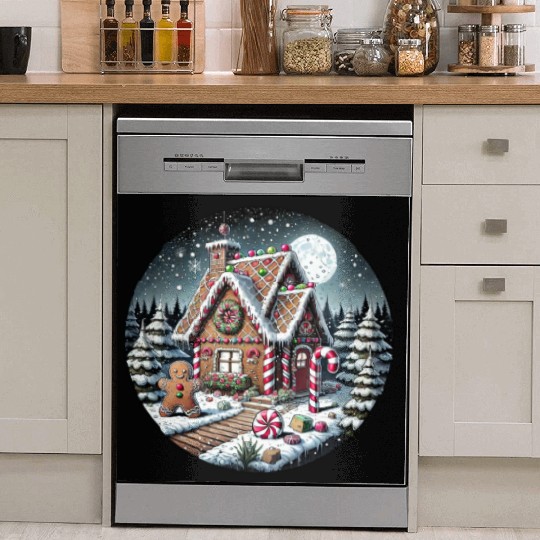 Christmas Gingerbread House with Candy Canes Dish Washer Covers