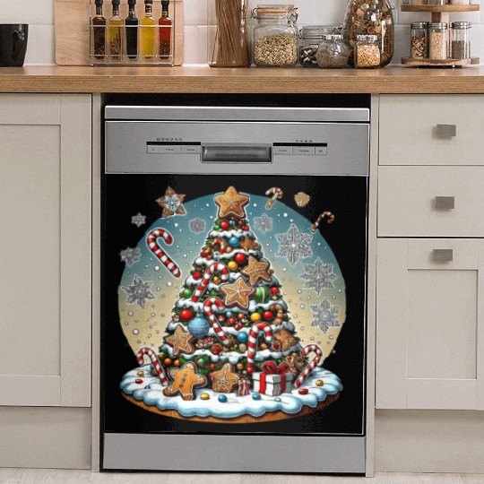 Gingerbread Candy Cane Christmas Tree Dish Washer Covers
