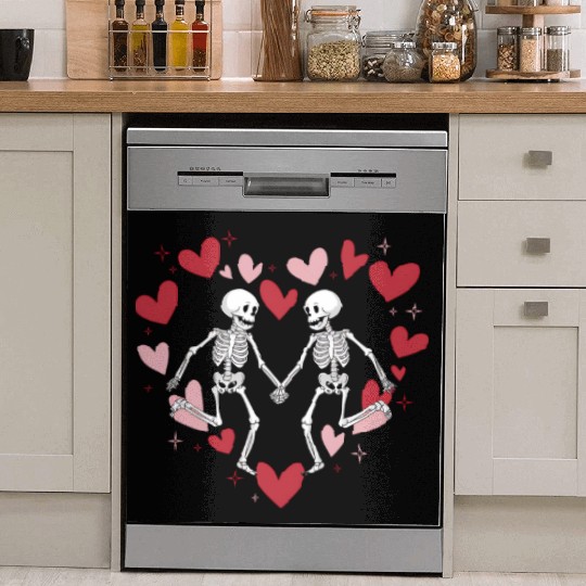 Coquette Valentine Dancing Skeleton Dish Washer Covers