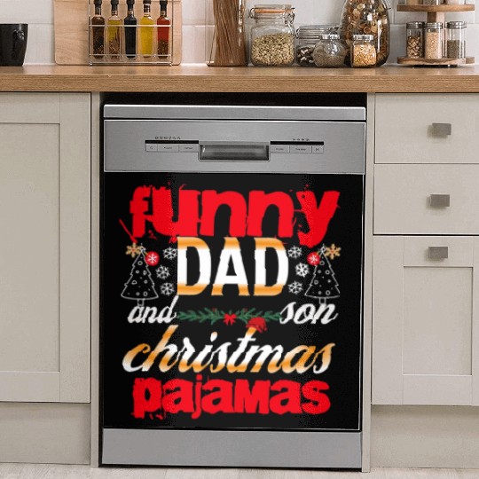 funny dad and son christmas pajamas t eshort Dish Washer Covers