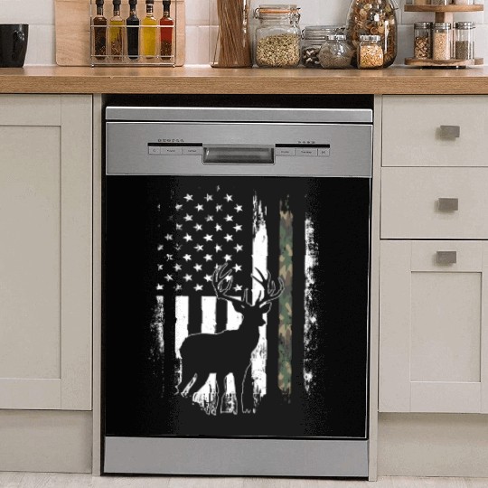Camo US Flag Deer Elk Buck Camoflage Hunting Dish Washer Covers