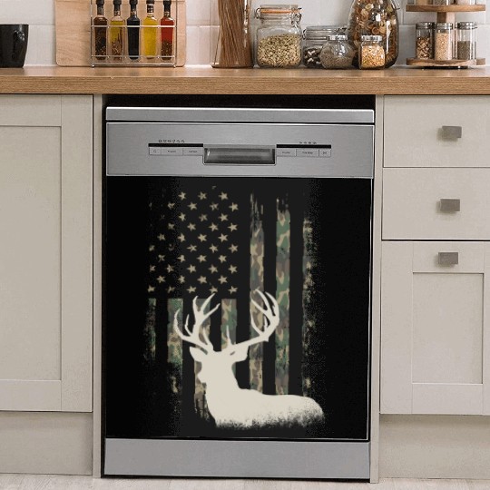 Whitetail Buck Deer Hunting American Camouflage Dish Washer Covers