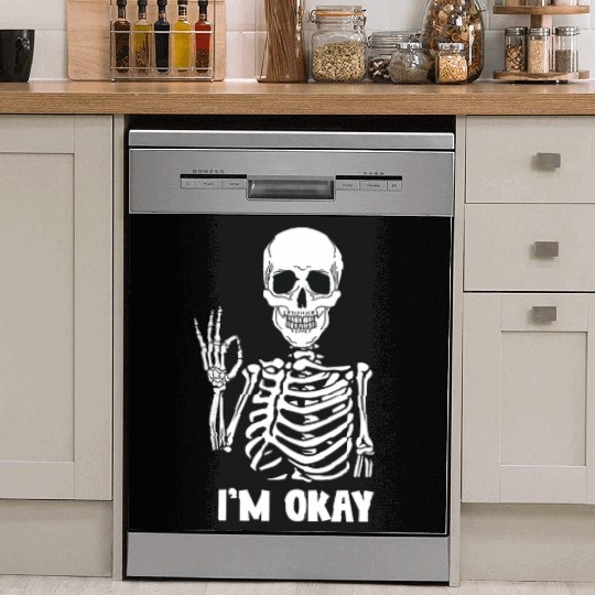Funny face Skeleton Am Ok desgin Dish Washer Covers