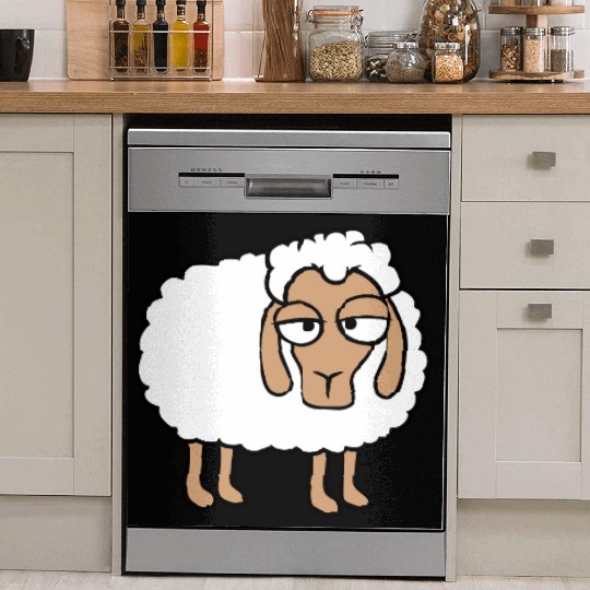 Sheep Tired Bored Look Little Sweet Lamb Bad Mood Dish Washer Covers