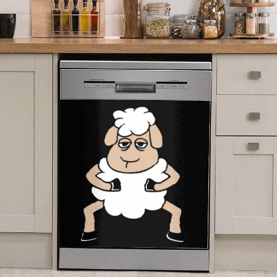 Sheep Tired Bored Look Standing Cute Cool Cartoon Dish Washer Covers