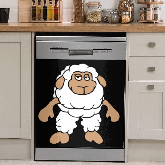 Sheep Standing Cool Bored Tired Cartoon Comic Cute Dish Washer Covers