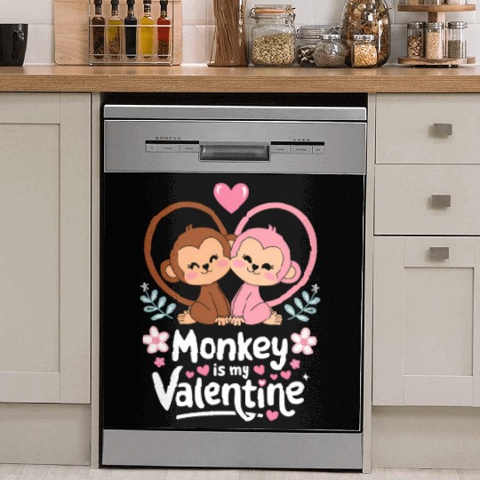 Monkey is my valentine Dish Washer Covers