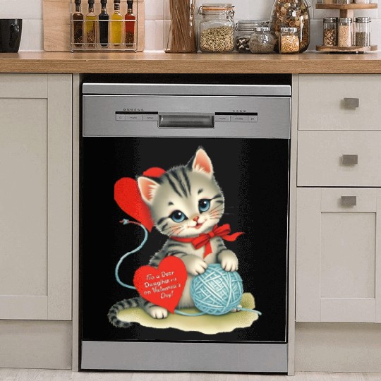 Kitten To a Dear Valentine s Day Card Dish Washer Covers
