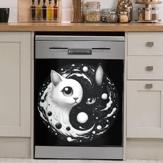 Ying and Yang Cats Asian Meditation Gift Idea Dish Washer Covers