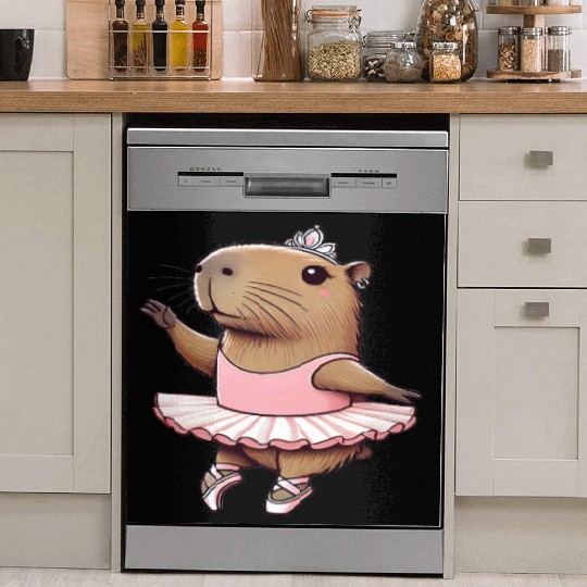 Ballerina Capybara Ballet Dance Plié, Chassé Jetté Dish Washer Covers