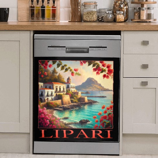 Lipari Volcano Mediterranean Terracotta Vacation Dish Washer Covers
