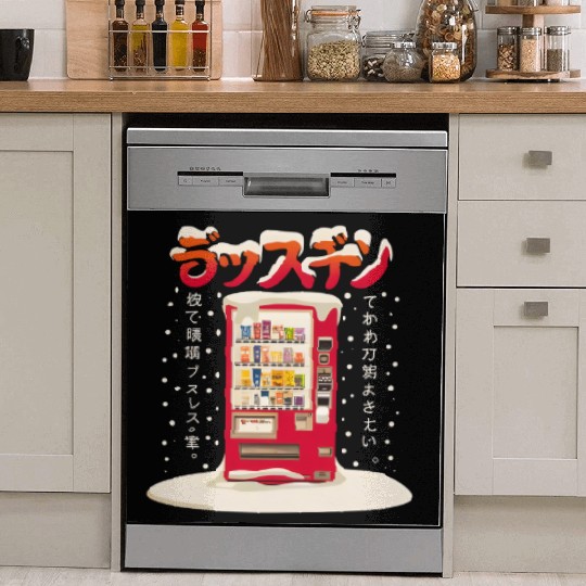 Japanese Retro Vintage Vending Machine in the Snow Dish Washer Covers