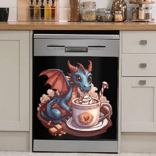 Cozy Dragon and Hot Chocolate Delight Dish Washer Covers