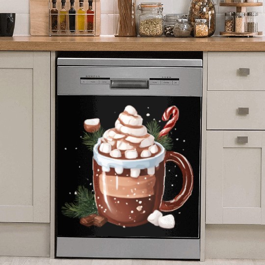 Festive Hot Chocolate with Marshmallows Dish Washer Covers