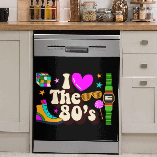 Retro 80s Style design – Perfect for Nostalgia Fa Dish Washer Covers