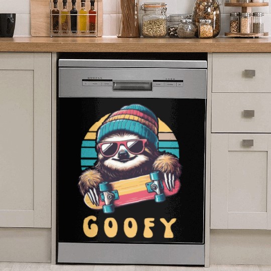 Goofy Skater Sloth - Funny Skateboard Freestyle Dish Washer Covers