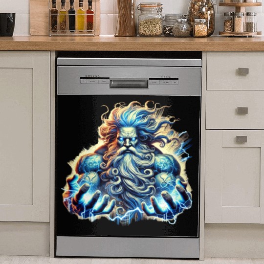 The Greek God Zeus with Lightning Dish Washer Covers