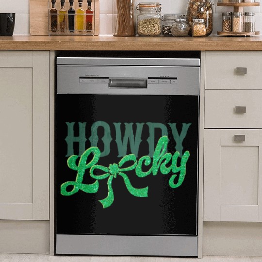 Howdy Lucky Western Cowgirl St Patricks Design Dish Washer Covers