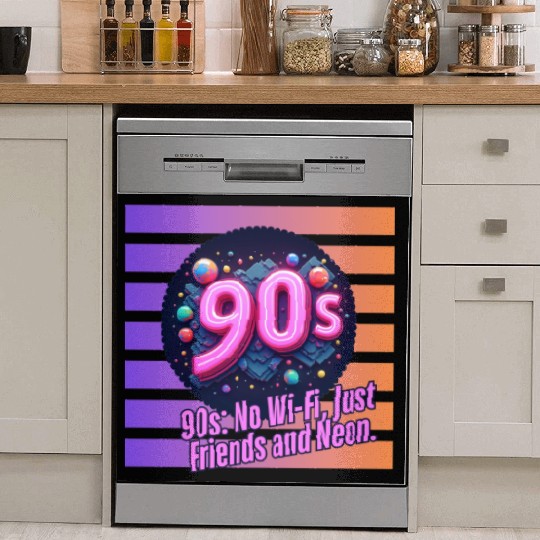 90s No WiFi Just Friends And Neon Dish Washer Covers