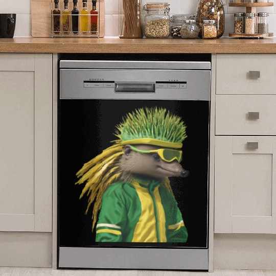 Green and Gold Echidna 2 Dish Washer Covers