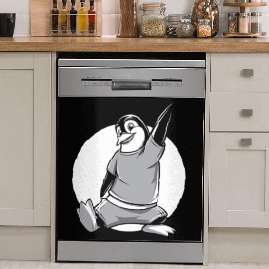 Fitness Penguin Stretch Workout Fun Dish Washer Covers