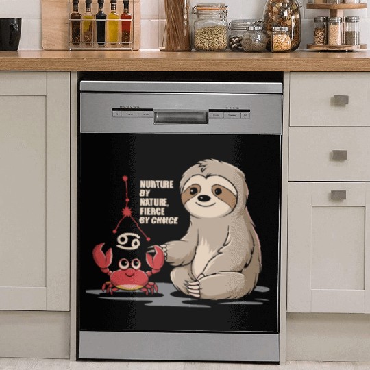 Cancer Zodiac Sloth: Nurture by Nature, Fierce by Dish Washer Covers
