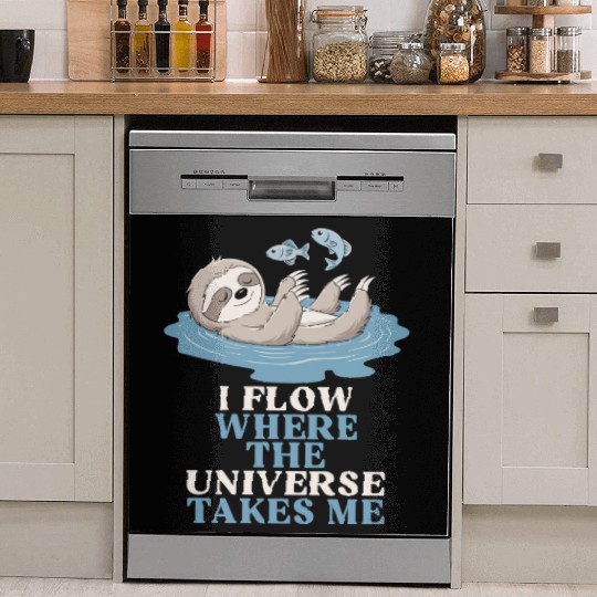 Pisces Zodiac Sloth I Flow Where The Universe Dish Washer Covers