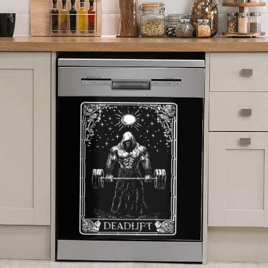 Death Tarot Deadlift Skeleton Deadlift Tarot Card Dish Washer Covers