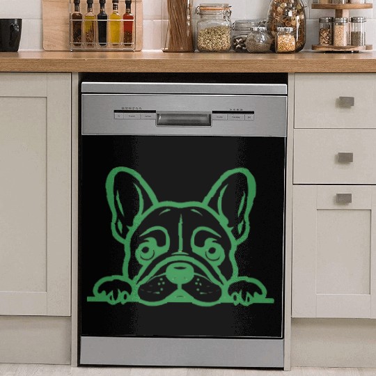 French Bulldog Frenchie Sweet Face Green Dish Washer Covers