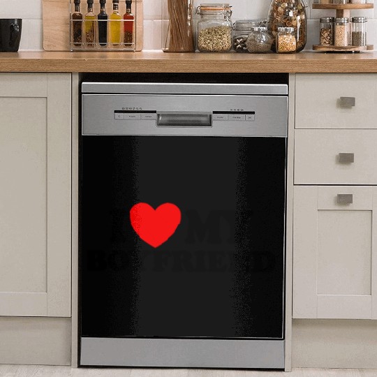 I Love My Boyfriend Matching Couple My Boyfrienmad Dish Washer Covers