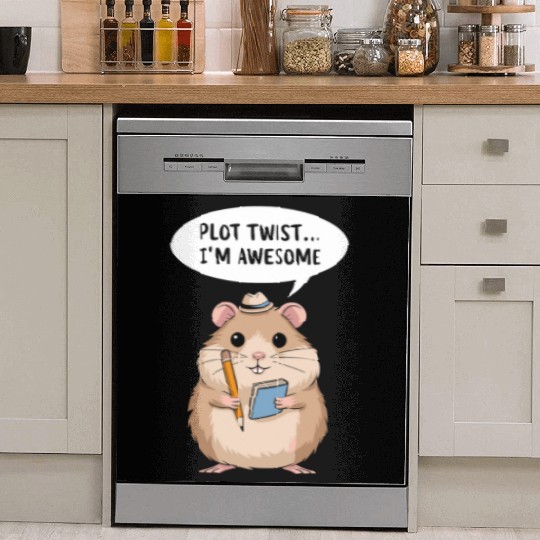 Hamster Writer Author Plot Twist I'm Awesome Dish Washer Covers