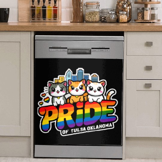 Pride of Tulsa City Oklahoma USA Rainbow Flag Dish Washer Covers