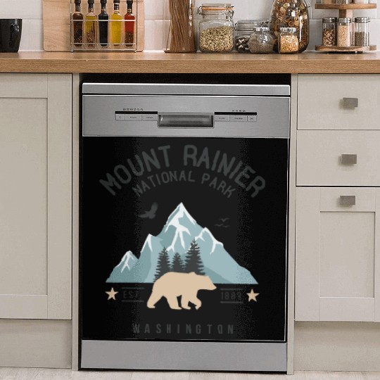 Mount Rainier National Park Est. 1889 Washington Dish Washer Covers