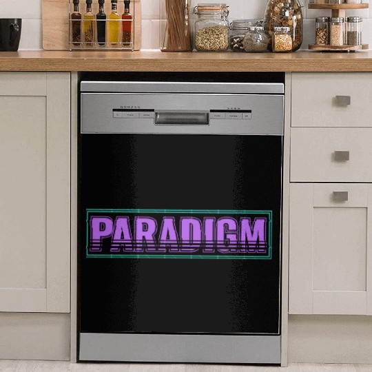 Neon Retro Paradigm Text Design Dish Washer Covers