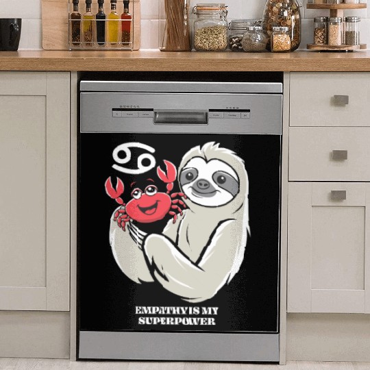 Empathy Is My Superpower: Cancer Zodiac Sloth Dish Washer Covers