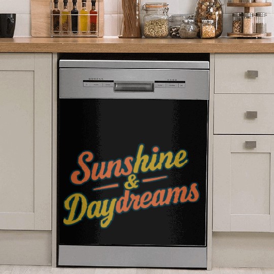 Sunshine & Daydreams Retro Typography Design Dish Washer Covers