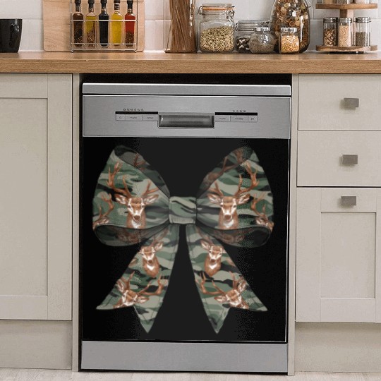 Coquette Bow Deer Hunting Hunter Camouflage Ribbon Dish Washer Covers