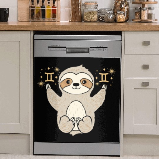 Gemini Zodiac Sloth Embracing Duality Magic Dish Washer Covers