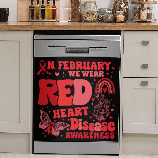 In February We Wear Red Rainbow CHD Awareness Dish Washer Covers