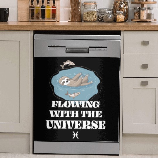 Pisces Zodiac Sloth Flowing With The Universe Dish Washer Covers