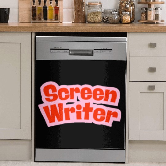 Screen Writer Red Text with Pink Border Dish Washer Covers