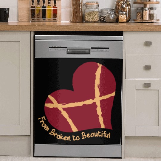 From Broken Pottery Culture Kintsugi Heart Love Dish Washer Covers