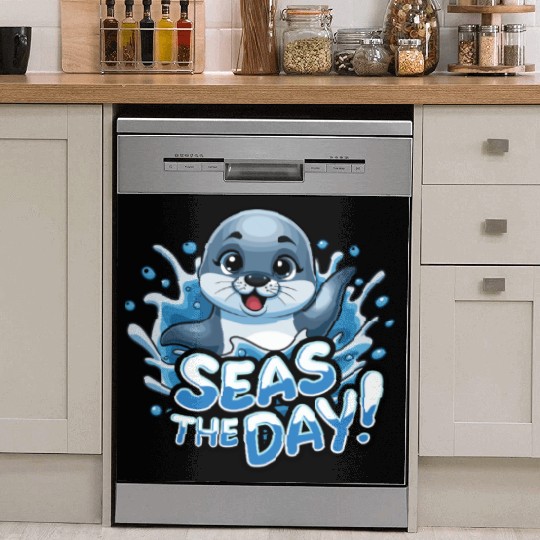 Seas The Day Seal Enthusiast Splash Vibes Dish Washer Covers