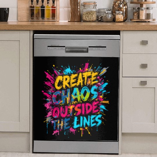 Create Chaos Outside the Lines - Bold Typography Dish Washer Covers