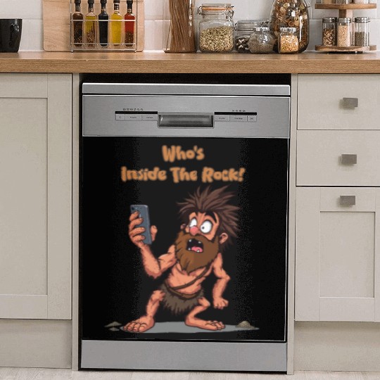 Funny Caveman – Stone Age Meets Modern Technology Dish Washer Covers