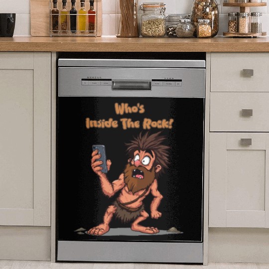Funny Caveman – Stone Age Meets Modern Technology Dish Washer Covers