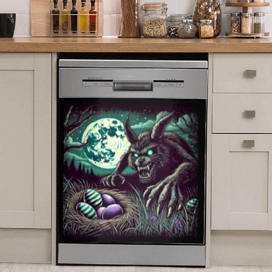 Creepy Werewolf Easter Bunny Nightmare Dish Washer Covers