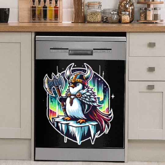 Viking Penguin Conquering Northern Lights Dish Washer Covers