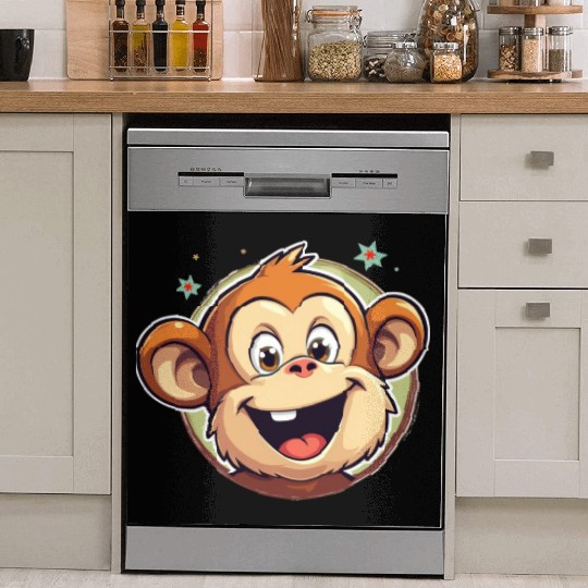 Cute Cartoon Monkey Face Dish Washer Covers